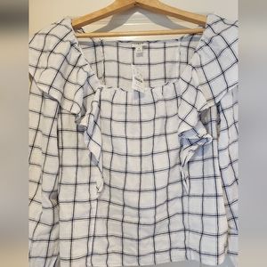 NWT J.Crew Factory adorable flannel plaid blouse size S